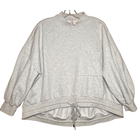 Nap Loungewear Sweatshirt Womens Sz S Gray Boxy Oversized Crop Balloon Sleeve - Picture 1 of 12